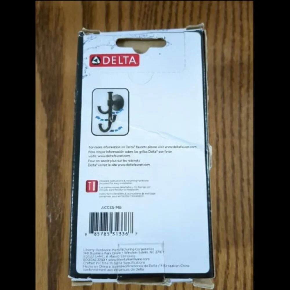 Delta Accolade Expandable Towel Hook Matte Black 3 Hooks ACC35-MB New in Box